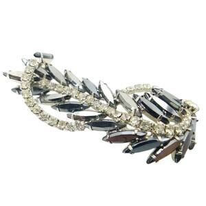 Vintage Rhinestone Clef Shaped Brooch Rare 40s-50s Book Piece - Retro Music Gift